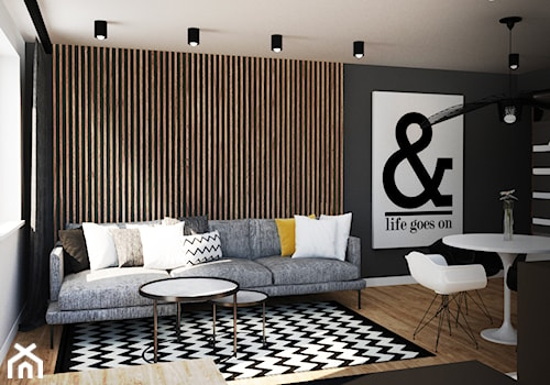 mieszkanie #1, Lublin - Duży szary salon, styl nowoczesny - zdjęcie od JUST studio projektowe