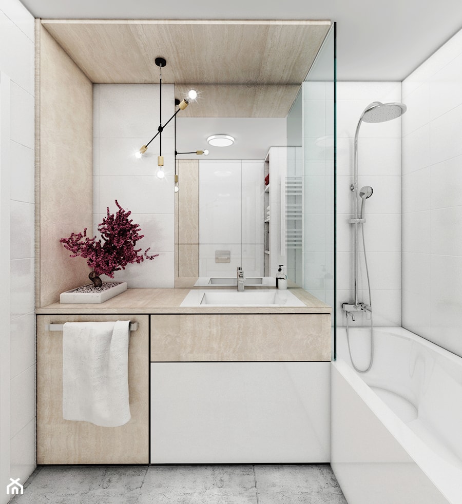 mieszkanie #4, Wasilków - Mała bez okna łazienka, styl nowoczesny - zdjęcie od JUST studio projektowe