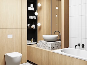 łazienka #11, Białystok - Mała bez okna z lustrem z marmurową podłogą łazienka, styl nowoczesny - zdjęcie od JUST studio projektowe