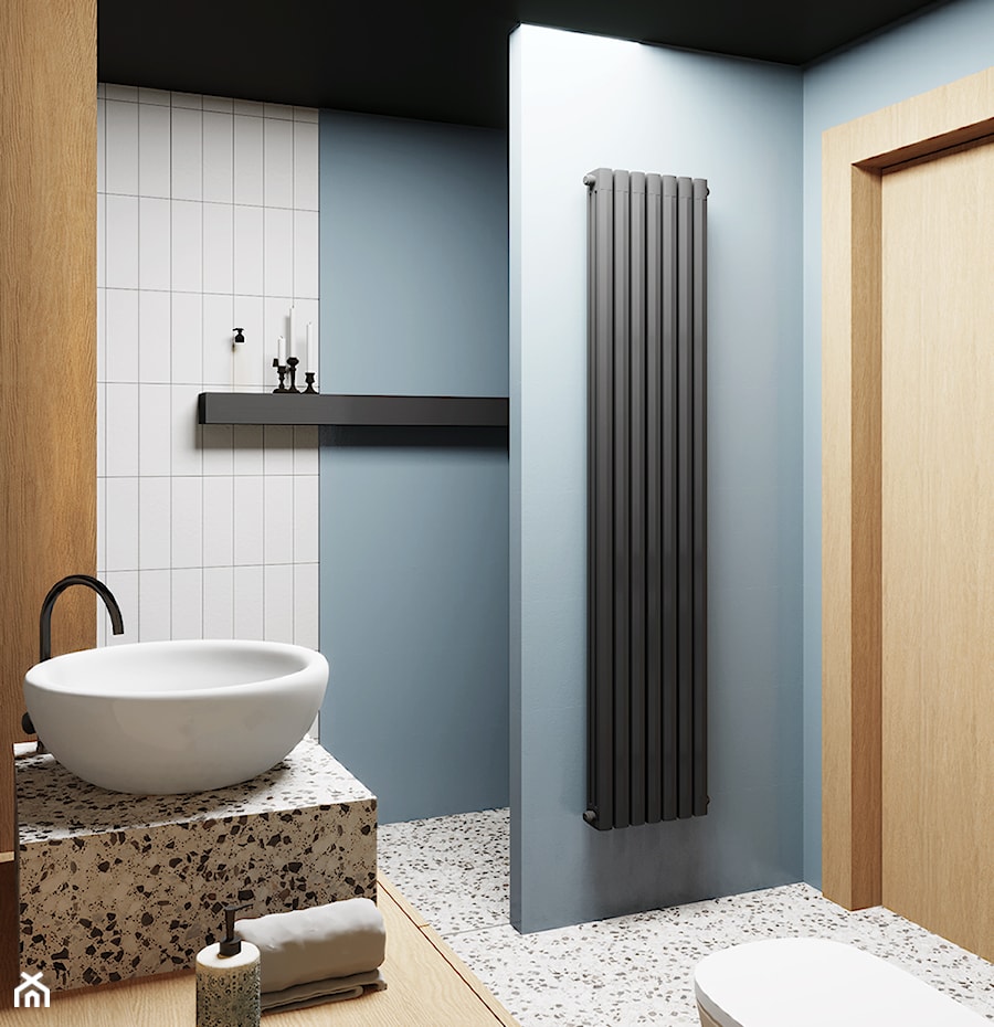 łazienka #11, Białystok - Mała bez okna z marmurową podłogą łazienka, styl nowoczesny - zdjęcie od JUST studio projektowe