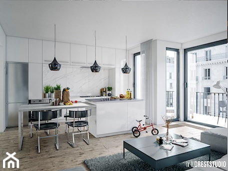 Aranżacje wnętrz - Kuchnia: White Kitchen - noreststudio. Przeglądaj, dodawaj i zapisuj najlepsze zdjęcia, pomysły i inspiracje designerskie. W bazie mamy już prawie milion fotografii!