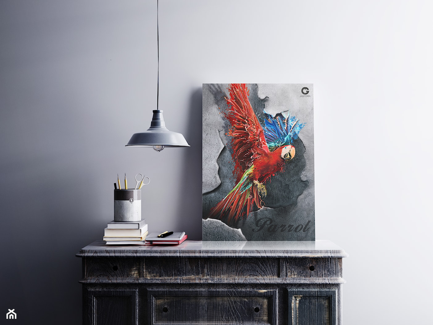 Czerwona Papuga jako obraz na płótnie - zdjęcie od Projectown - Homebook