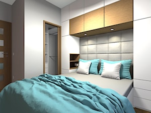 Mieszkanie 2-poziomowe 80m2 w Warszawie - Średnia szara sypialnia z garderobą - zdjęcie od Medyńscy Projektowanie