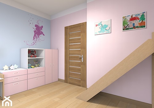 Mieszkanie w Warszawie 113m2 - Średni różowy niebieski pokój dziecka dla dziecka dla dziewczynki - zdjęcie od Medyńscy Projektowanie