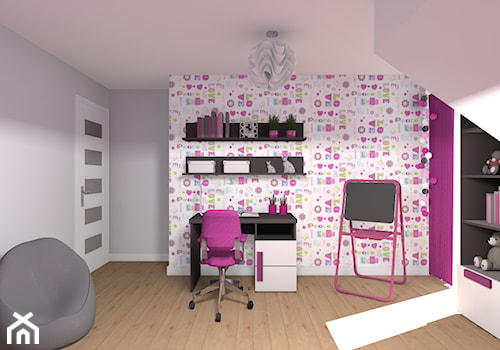 Pokój dla dziewczynki - Średni szary pokój dziecka dla nastolatka dla dziewczynki, styl nowoczesny - zdjęcie od Medyńscy Projektowanie
