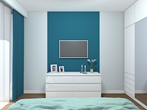 Mieszkanie 94m2 Warszawa-Wilanów - Mała niebieska szara sypialnia, styl nowoczesny - zdjęcie od Medyńscy Projektowanie