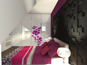 Apartament w Zakopanem - Średnia czarna z panelami tapicerowanymi sypialnia na poddaszu, styl nowoczesny - zdjęcie od Medyńscy Projektowanie