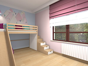 Mieszkanie w Warszawie 113m2 - Duży różowy niebieski pokój dziecka dla dziecka dla dziewczynki - zdjęcie od Medyńscy Projektowanie
