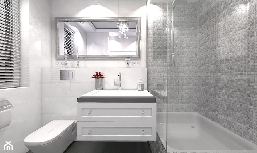 Łazienka i hall w stylu glamour - Średnia bez okna łazienka, styl glamour - zdjęcie od Medyńscy Projektowanie