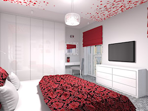 Wybrane wnętrza mieszkania w Warszawie - Średnia biała szara sypialnia, styl nowoczesny - zdjęcie od Medyńscy Projektowanie