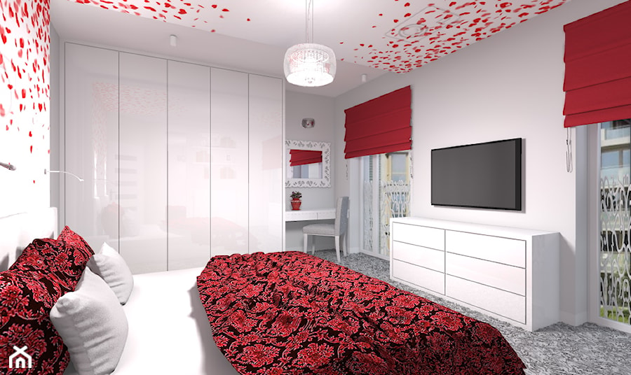 Wybrane wnętrza mieszkania w Warszawie - Średnia biała szara sypialnia, styl nowoczesny - zdjęcie od Medyńscy Projektowanie