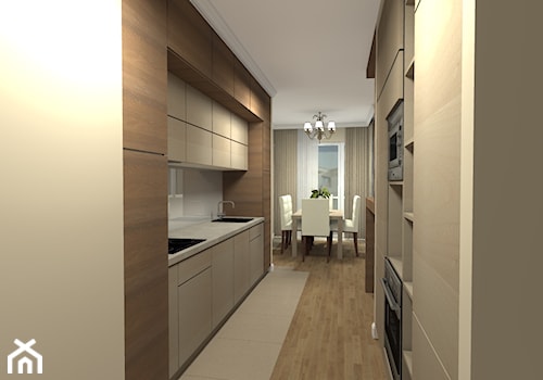 Mieszkanie 99m2 na warszawskiej Pradze - Duża otwarta z zabudowaną lodówką kuchnia dwurzędowa, styl nowoczesny - zdjęcie od Medyńscy Projektowanie