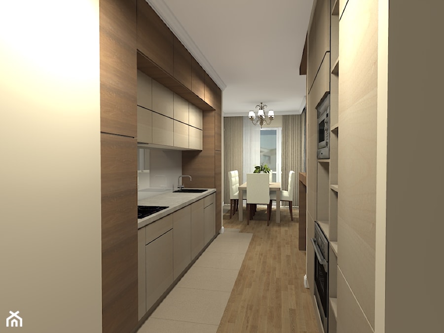 Mieszkanie 99m2 na warszawskiej Pradze - Duża otwarta z zabudowaną lodówką kuchnia dwurzędowa, styl nowoczesny - zdjęcie od Medyńscy Projektowanie