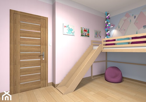 Mieszkanie w Warszawie 113m2 - Średni różowy niebieski pokój dziecka dla dziecka dla dziewczynki - zdjęcie od Medyńscy Projektowanie