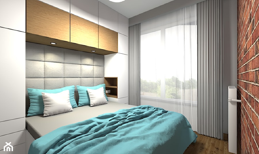 Mieszkanie 2-poziomowe 80m2 w Warszawie - Mała szara sypialnia - zdjęcie od Medyńscy Projektowanie