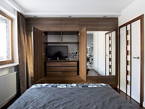 Mieszkanie 50m2 Warszawa Mokotów - REALIZACJA - Mała biała sypialnia, styl nowoczesny - zdjęcie od Medyńscy Projektowanie