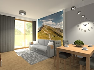 Apartament w Zakopanem ul. Piłsudskiego - Średni szary salon z jadalnią, styl nowoczesny - zdjęcie od Medyńscy Projektowanie