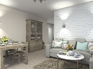 Mieszkanie 75m2 na Bemowie - styl wiejski - Salon, styl nowoczesny - zdjęcie od Medyńscy Projektowanie