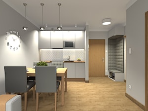 Apartament w Zakopanem ul. Piłsudskiego - Mały szary salon z kuchnią z jadalnią, styl nowoczesny - zdjęcie od Medyńscy Projektowanie