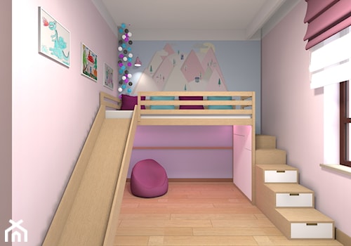 Mieszkanie w Warszawie 113m2 - Mały różowy niebieski pokój dziecka dla dziecka dla nastolatka dla chłopca dla dziewczynki - zdjęcie od Medyńscy Projektowanie