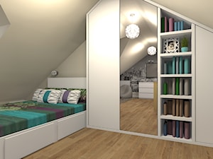 Segment w Warszawie - wybrane pomieszczenia - Średni biały szary pokój dziecka dla nastolatka, styl nowoczesny - zdjęcie od Medyńscy Projektowanie