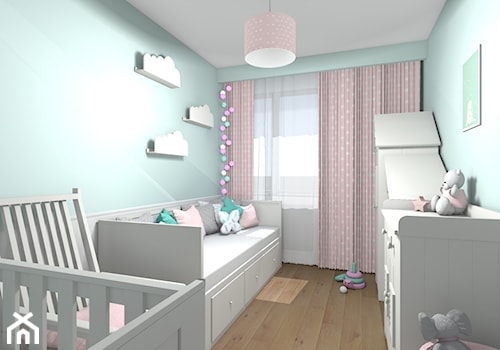 Mieszkanie 94m2 Warszawa-Wilanów - Mały niebieski pokój dziecka dla niemowlaka dla chłopca dla dziewczynki, styl nowoczesny - zdjęcie od Medyńscy Projektowanie