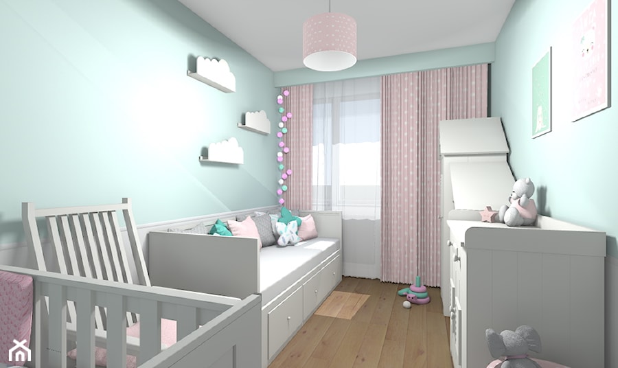 Mieszkanie 94m2 Warszawa-Wilanów - Mały niebieski pokój dziecka dla niemowlaka dla chłopca dla dziewczynki, styl nowoczesny - zdjęcie od Medyńscy Projektowanie