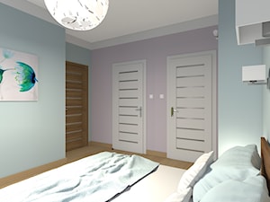 Mieszkanie w Warszawie 113m2 - Średnia niebieska szara sypialnia - zdjęcie od Medyńscy Projektowanie