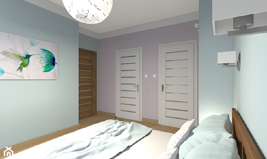 Mieszkanie w Warszawie 113m2 - Średnia niebieska szara sypialnia - zdjęcie od Medyńscy Projektowanie