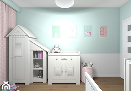 Mieszkanie 94m2 Warszawa-Wilanów - Średni biały niebieski pokój dziecka dla niemowlaka dla chłopca dla dziewczynki, styl nowoczesny - zdjęcie od Medyńscy Projektowanie