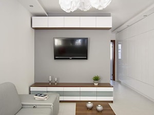 Mieszkanie 50m2 Warszawa Mokotów - REALIZACJA - Mały biały salon, styl nowoczesny - zdjęcie od Medyńscy Projektowanie