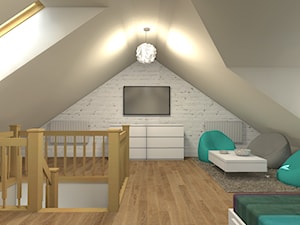 Segment w Warszawie - wybrane pomieszczenia - Duży szary pokój dziecka dla nastolatka dla chłopca dla dziewczynki, styl nowoczesny - zdjęcie od Medyńscy Projektowanie