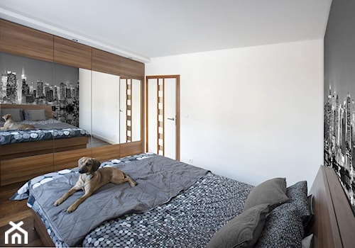 Mieszkanie 50m2 Warszawa Mokotów - REALIZACJA - Duża sypialnia, styl nowoczesny - zdjęcie od Medyńscy Projektowanie