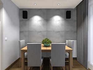 Mieszkanie 2-poziomowe 80m2 w Warszawie - Średnia biała szara jadalnia jako osobne pomieszczenie - zdjęcie od Medyńscy Projektowanie