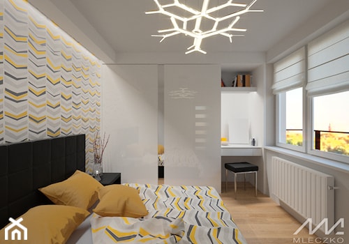 Mieszkanie z bursztynowym akcentem - Mała szara sypialnia, styl tradycyjny - zdjęcie od mleczko architektura