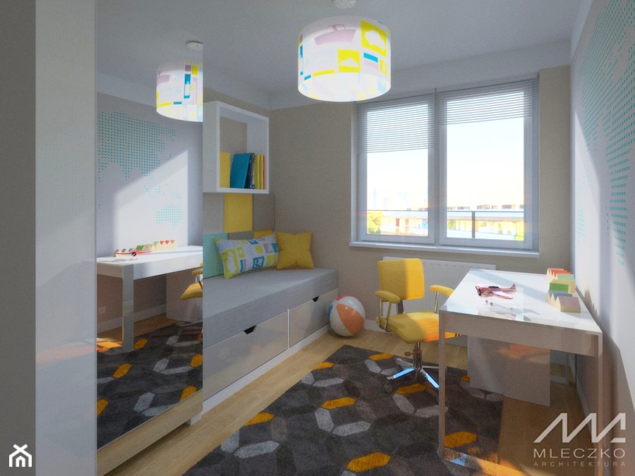 Mieszkanie na Miodowej - Średni brązowy szary pokój dziecka dla nastolatka dla chłopca dla dziewczynki - zdjęcie od mleczko architektura
