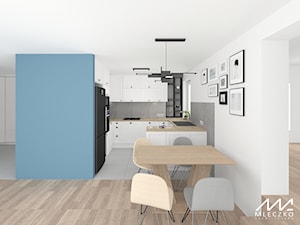 Kuchnia z błękitnym akcentem - zdjęcie od mleczko architektura