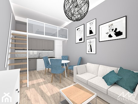 Aranżacje wnętrz - Salon: Apartament z antresolą - mleczko architektura. Przeglądaj, dodawaj i zapisuj najlepsze zdjęcia, pomysły i inspiracje designerskie. W bazie mamy już prawie milion fotografii!