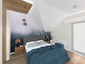 Projekt wnętrz domu w Łuczycach - Średnia beżowa sypialnia na poddaszu, styl tradycyjny - zdjęcie od mleczko architektura