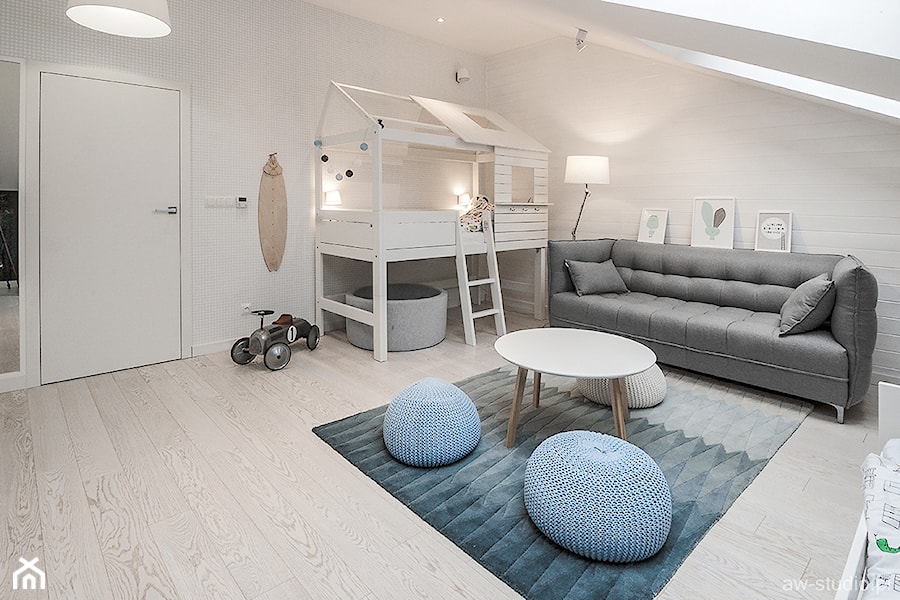 Pokój dla dzieci z łóżkiem piętrowym - Pokój dziecka, styl skandynawski - zdjęcie od AW-STUDIO Pracownia Architektury Wnętrz