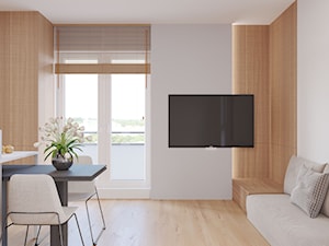 Apartament z ażurową kuchnią - Salon, styl minimalistyczny - zdjęcie od Xicorra Living