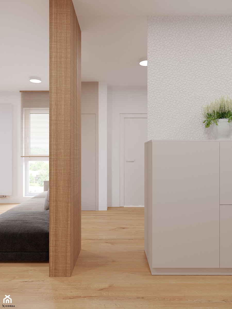 Apartament z ażurową kuchnią - Hol / przedpokój, styl minimalistyczny - zdjęcie od Xicorra Living