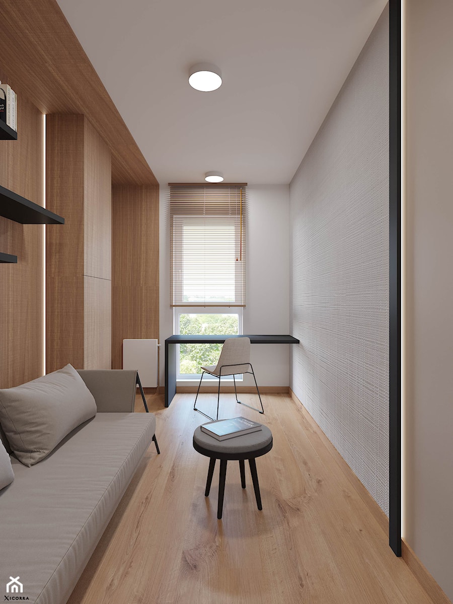 Apartament z ażurową kuchnią - Biuro, styl minimalistyczny - zdjęcie od Xicorra Living