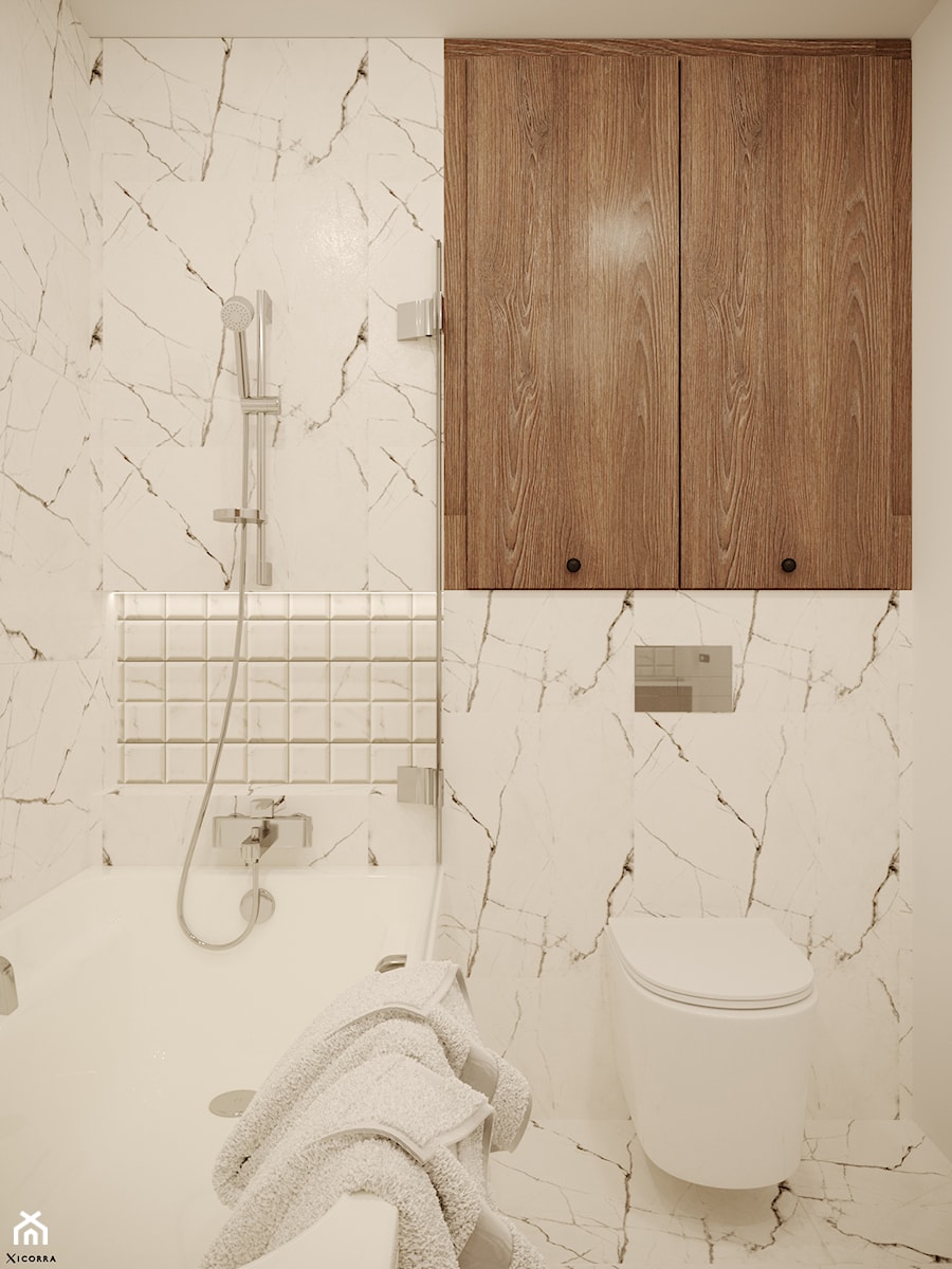 Z elementami w stylu Boho - Średnia z punktowym oświetleniem łazienka, styl rustykalny - zdjęcie od Xicorra Living