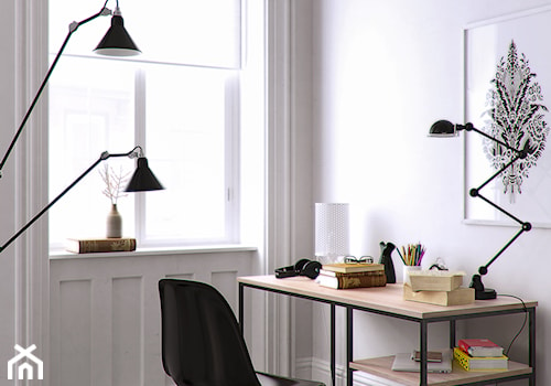 Aranżacja mebli twardych - Małe białe biuro, styl industrialny - zdjęcie od Foto-Meble