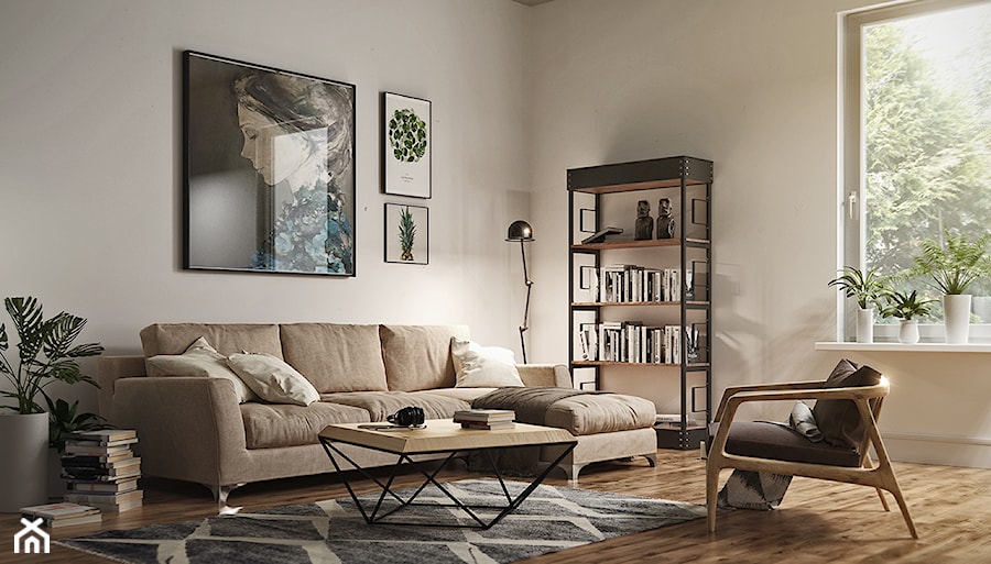 HD Furniture - Mały biały salon, styl industrialny - zdjęcie od Foto-Meble