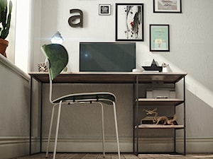 Aranżacja mebli twardych - Małe szare biuro, styl industrialny - zdjęcie od Foto-Meble