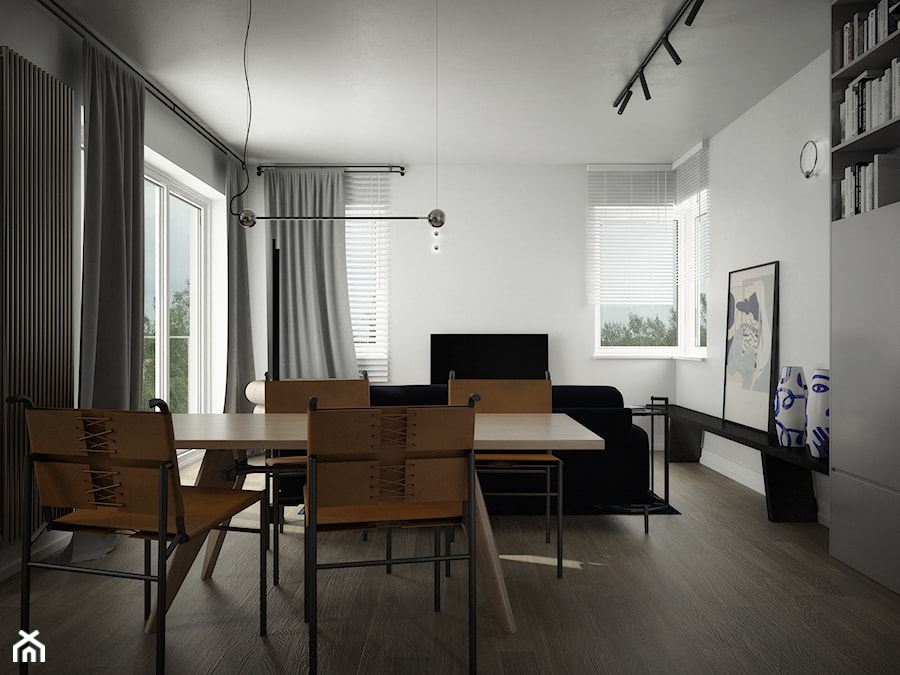 mieszkanie Łódź - Średnia biała jadalnia w salonie, styl nowoczesny - zdjęcie od oshi pracownia projektowa