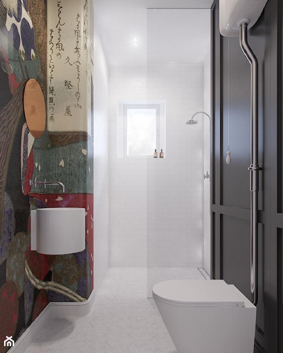 mieszkanie w kamienicy - Mała łazienka z oknem, styl nowoczesny - zdjęcie od oshi pracownia projektowa