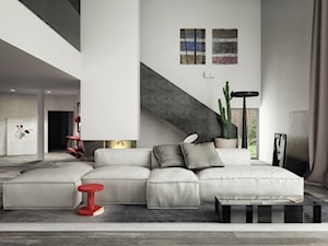 Dom po miastem - Średni biały salon, styl nowoczesny - zdjęcie od oshi pracownia projektowa